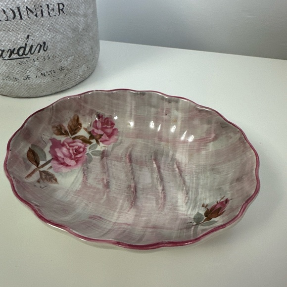 Pink Floral Soap Dish ceramic Old Foley - Picture 5 of 7